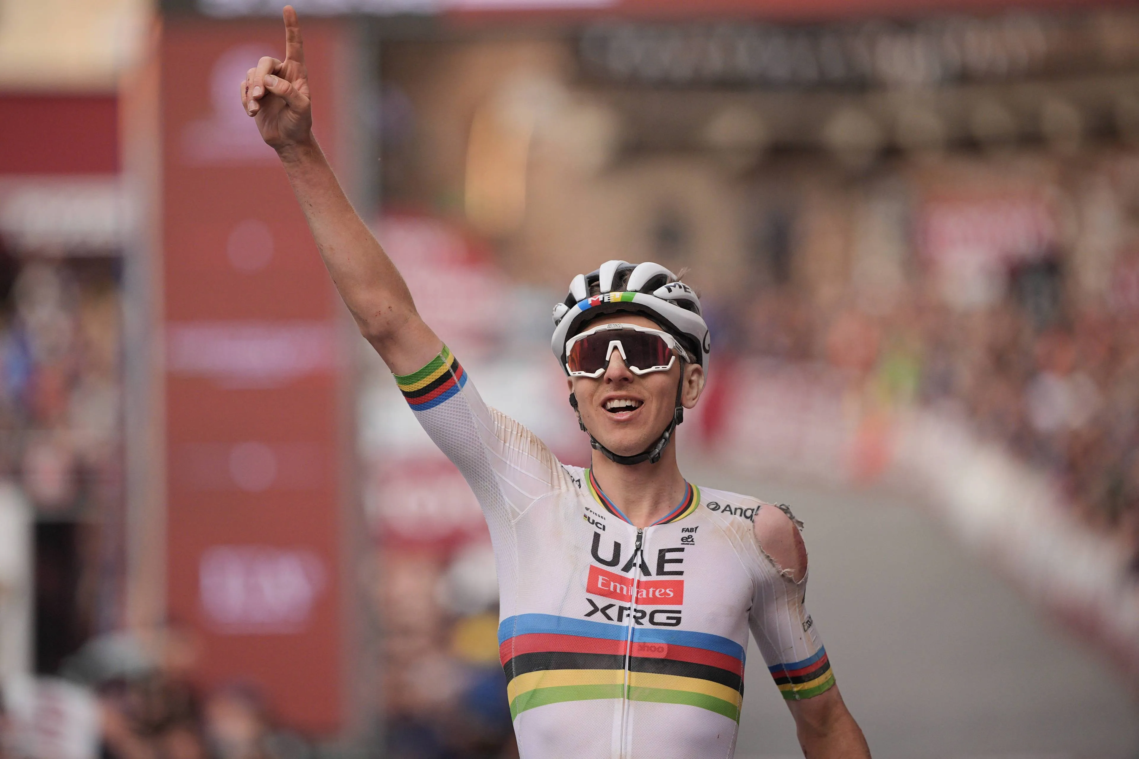 Not even a crash can stop him! Bloodied Tadej Pogacar bounces up off the deck to deny Tom Pidcock and win dramatic Strade Bianche 2025