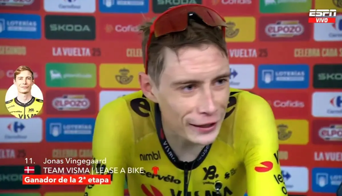 Jonas Vingegaard takes win, red jersey, and shrugs off crash - "I kept sliding for a long time"