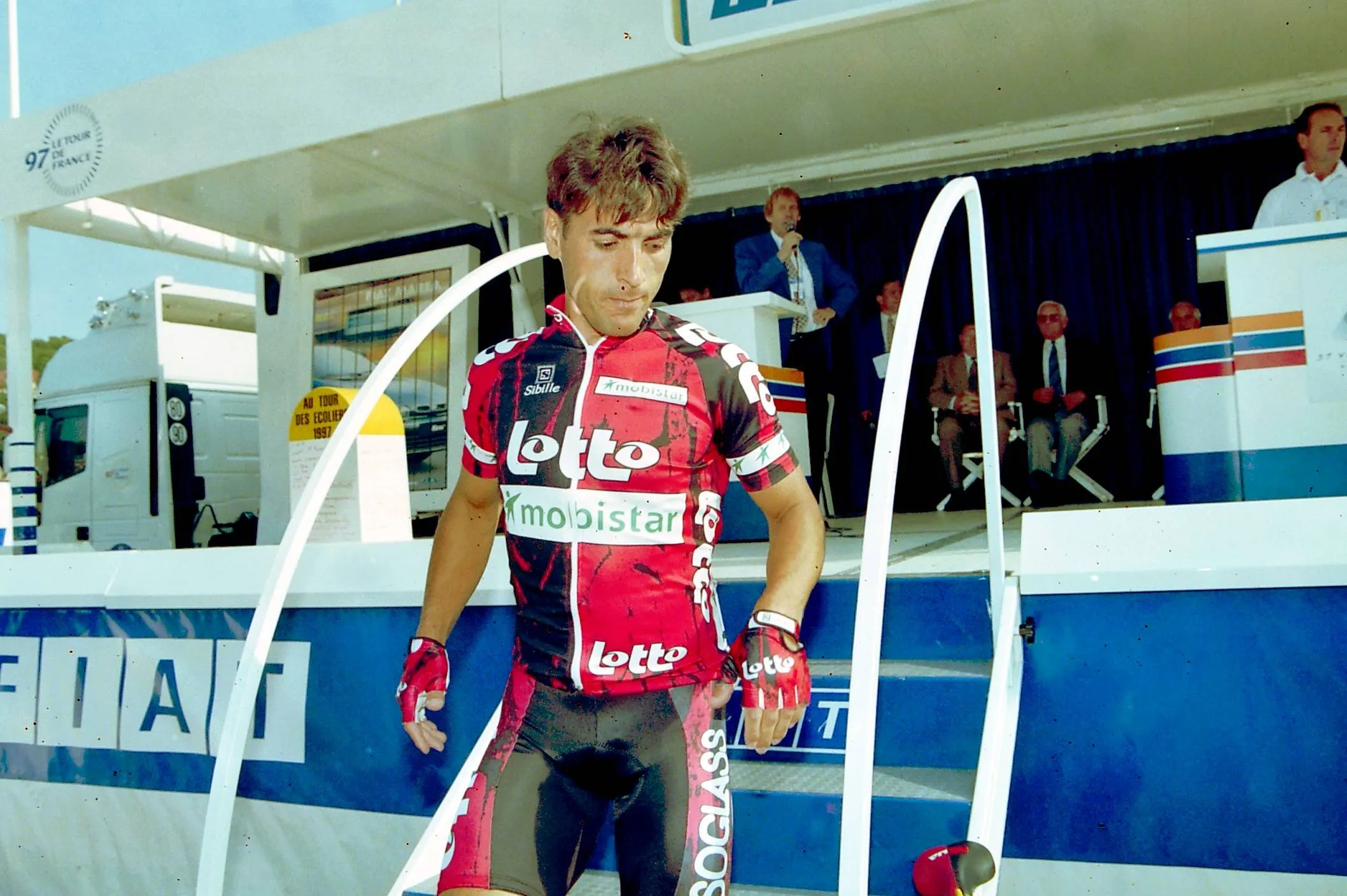 Djamolidine Abdoujaparov riding for Lotto - Mobistar in 1997