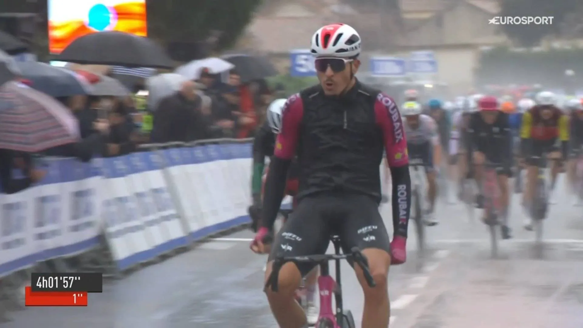 Arnaud Tendon celebrating his win on stage 1 of the 2026 Tour de la Provence