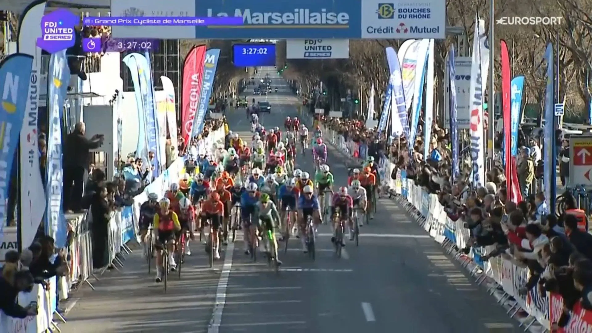 Bryan Coquard sprinting to victory at the 2026 GP La Marseillaise