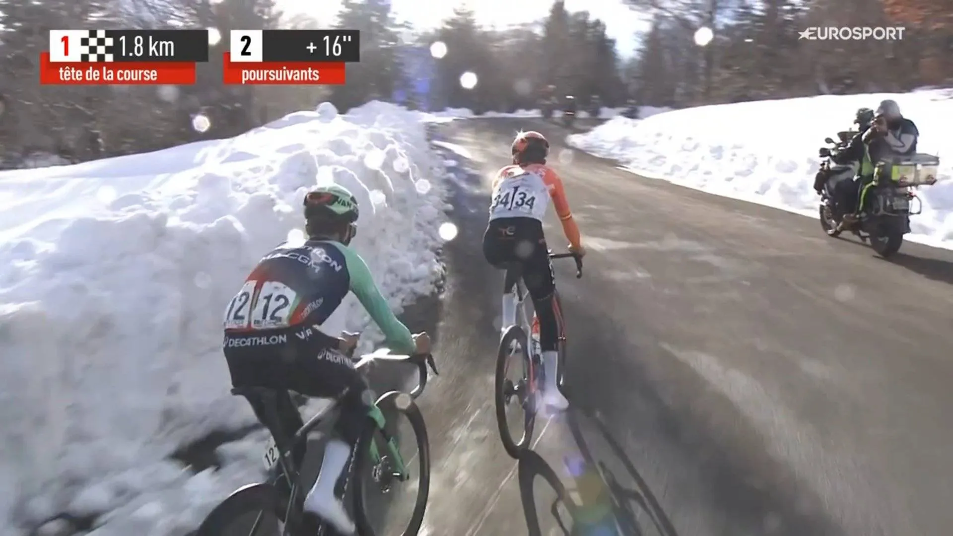 Matthew Riccitello and Carlos Rodríguez at the Statio de Loze climb at the 2026 Tour de la Provence