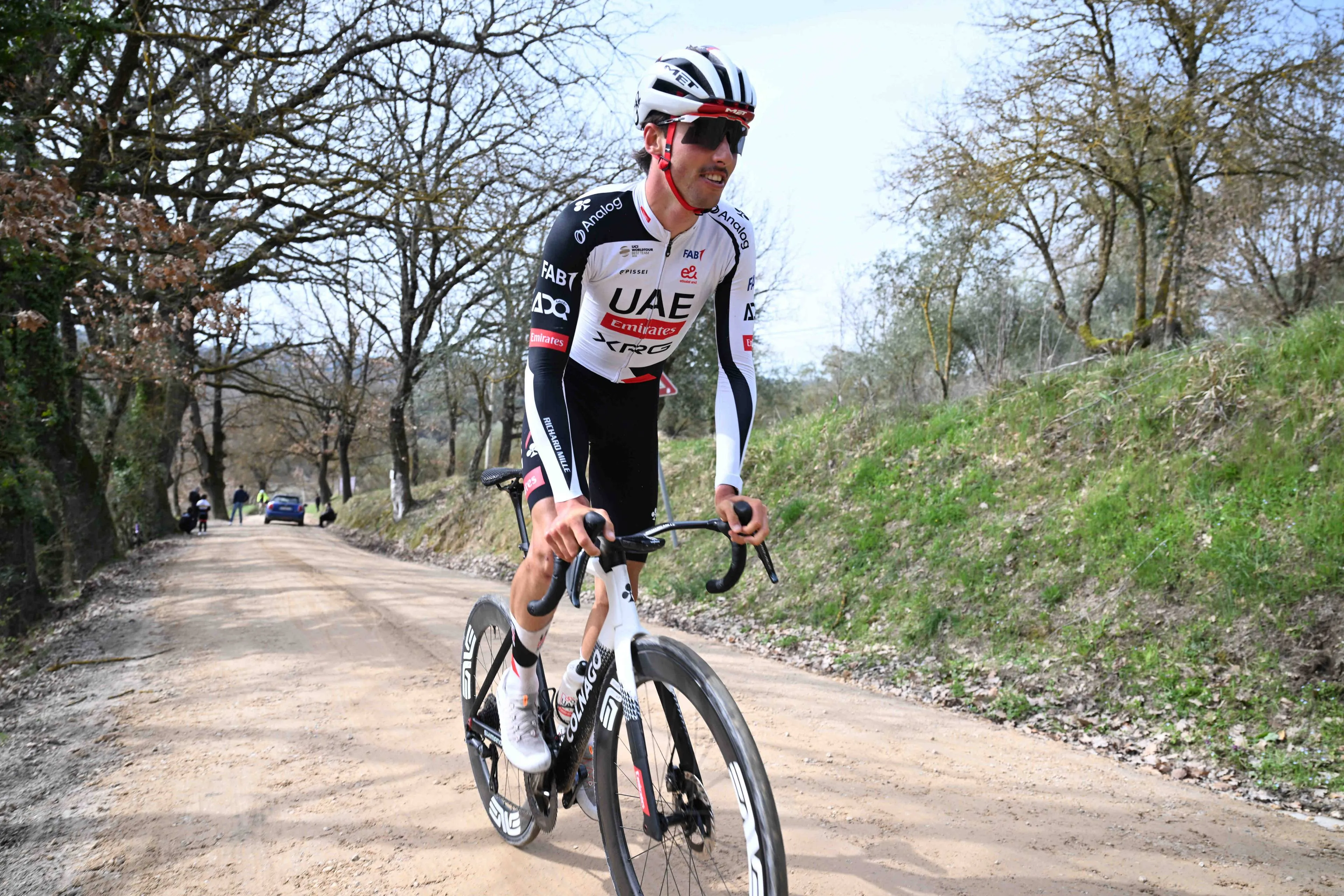 Jan Christen trains on the gravel ahead of Strade Bianche 2026