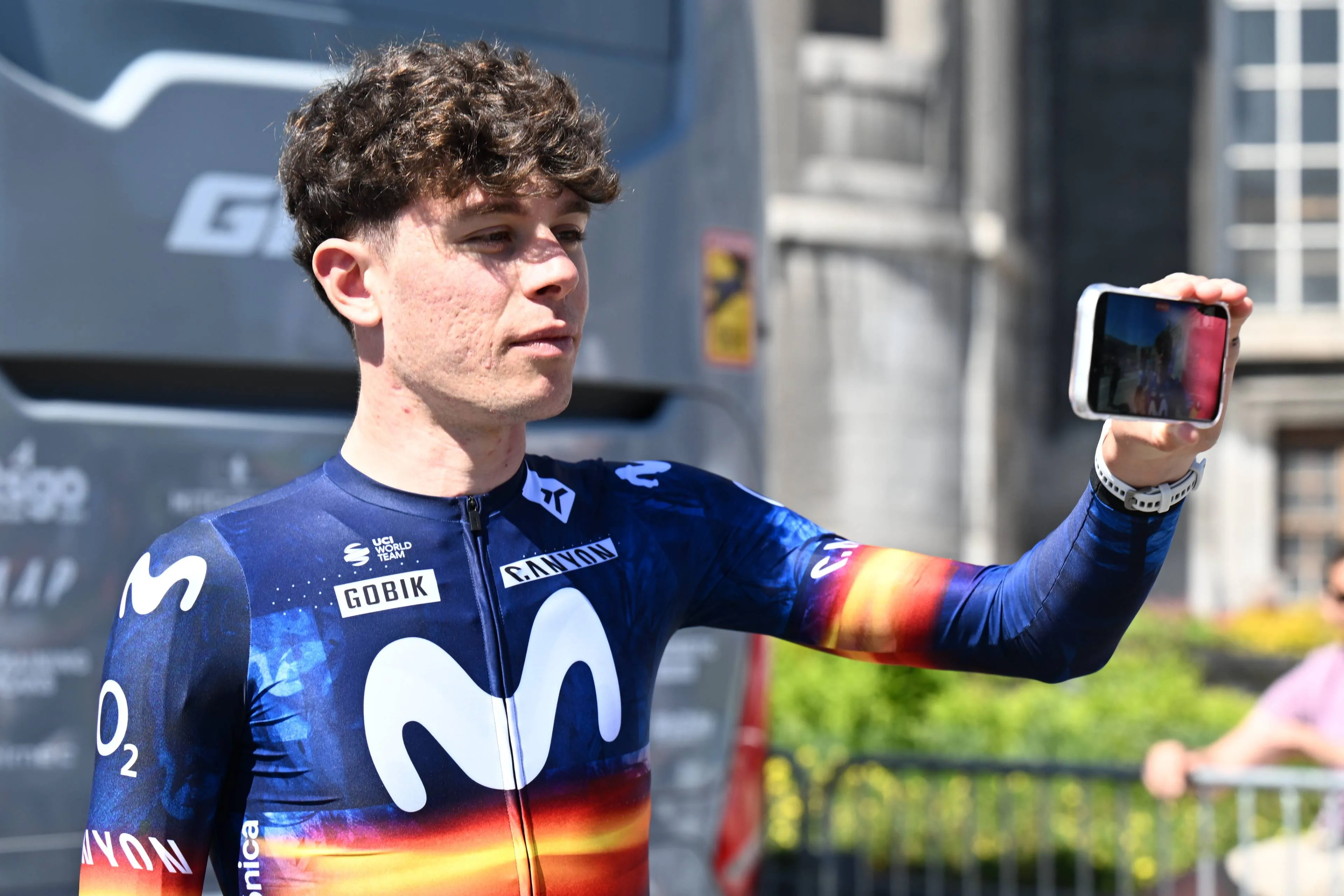 Ivan Romeo at the pre-Liege-Bastogne-Liege 2026 team presentation