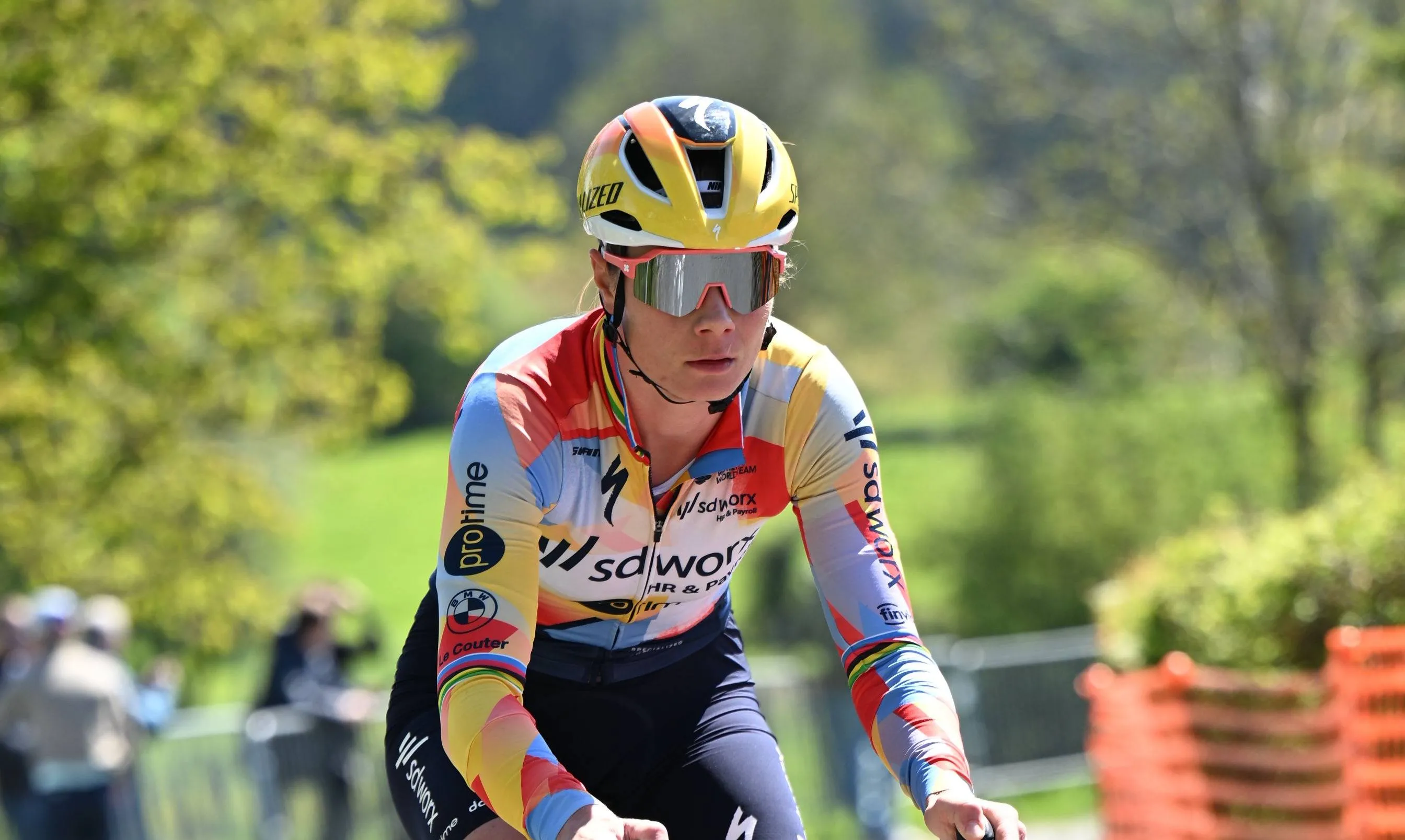 Lotte Kopecky during recon for Liege-Bastogne-Liege 2026