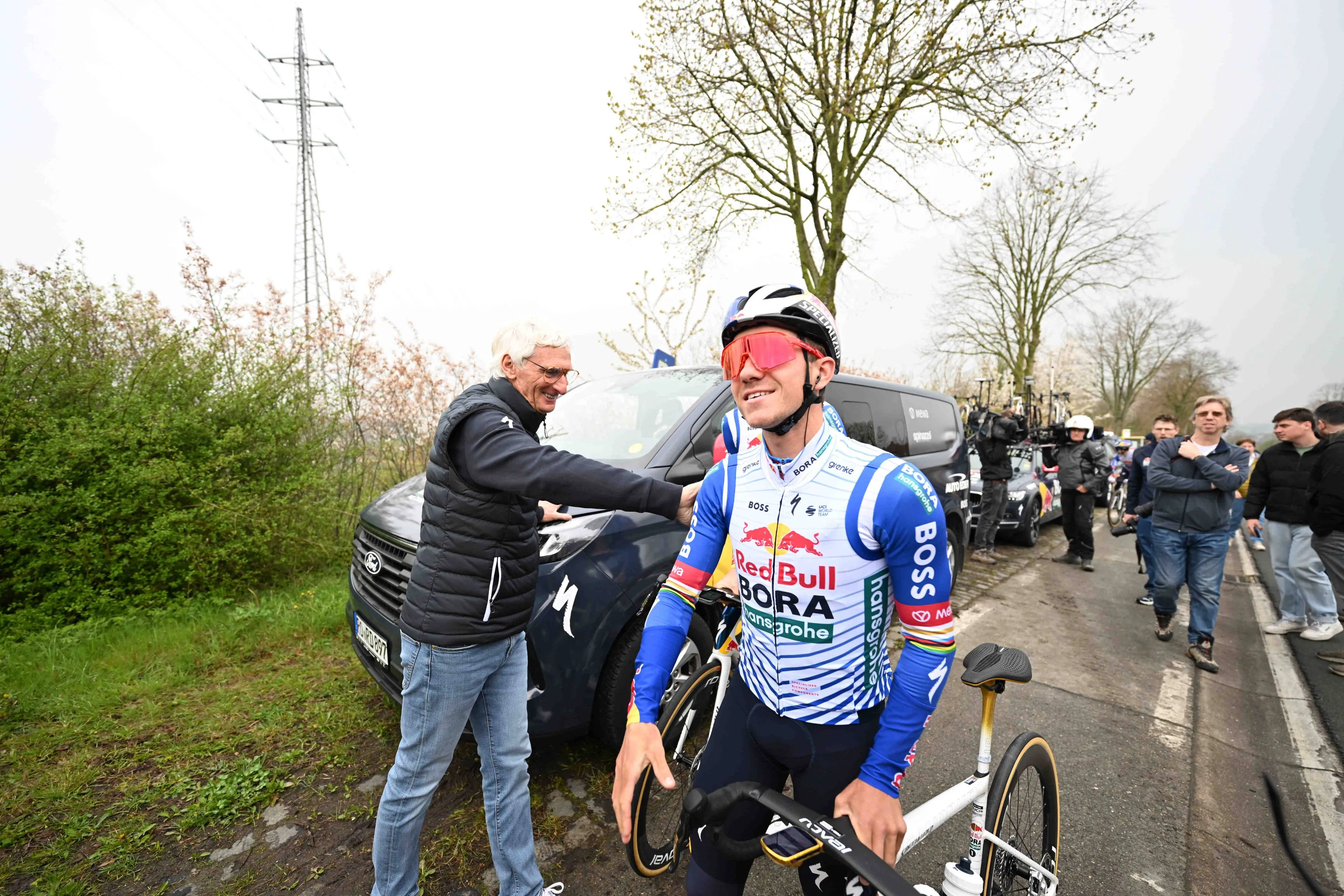 Remco Evenepoel during recon for the 2026 Tour of Flanders