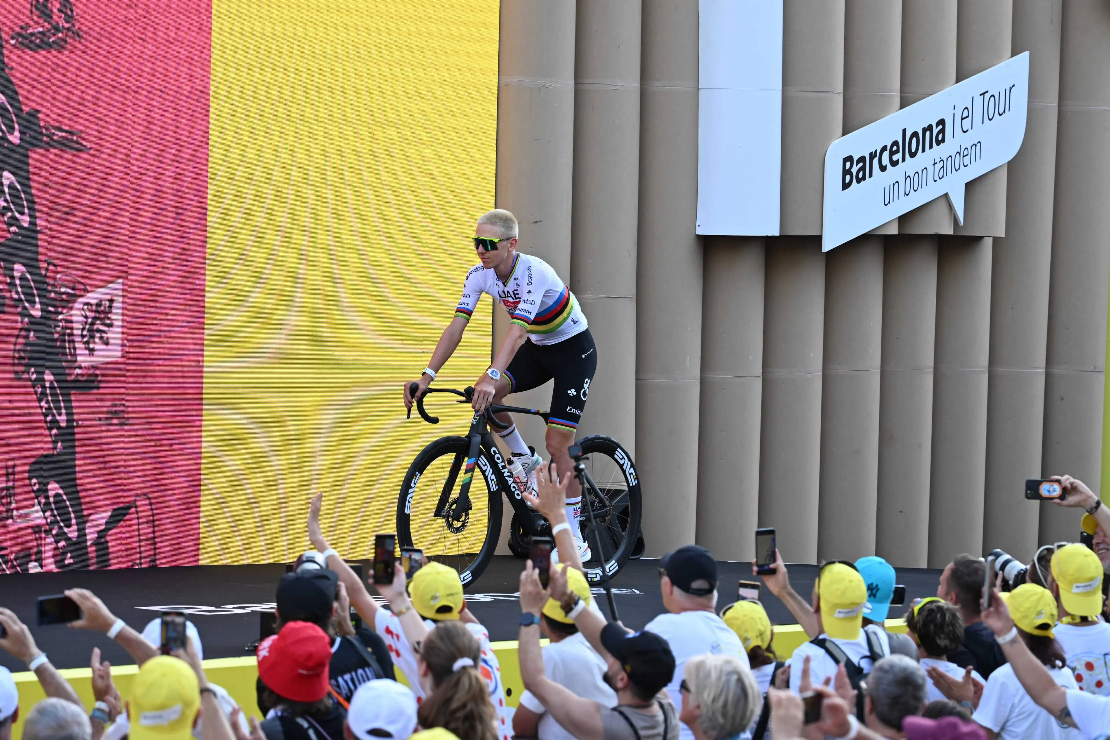 Tadej Pogacar at the 2026 Tour de France team presentation