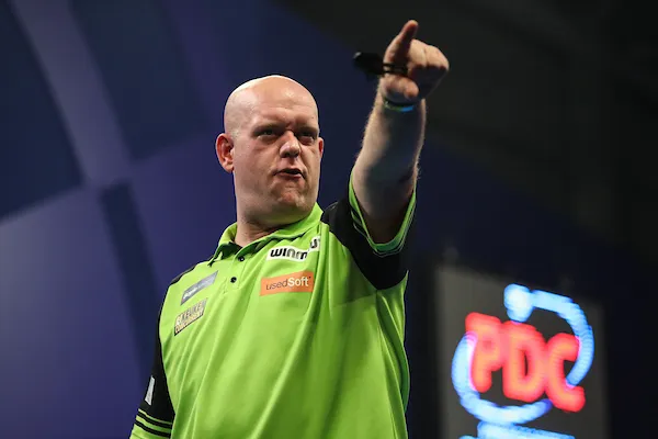 Van Gerwen overklast Aspinall en wint zijn 6de World Grand Prix