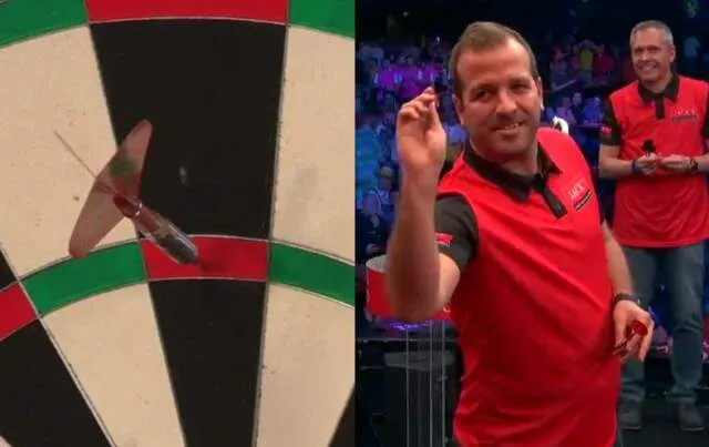 Rafael van der Vaart toont zijn darttalent op podium in Amsterdam