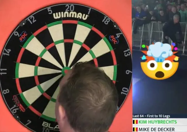 VIDEO: Kim Huybrechts deelt bizarre kopstoot uit aan het dartbord