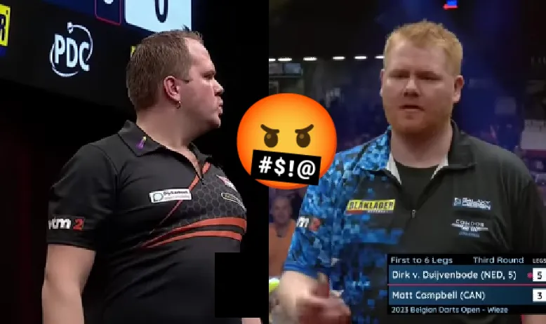 VIDEO: Incident tussen Dirk van Duijvenbode en Matt Campbell op Belgian Darts Open