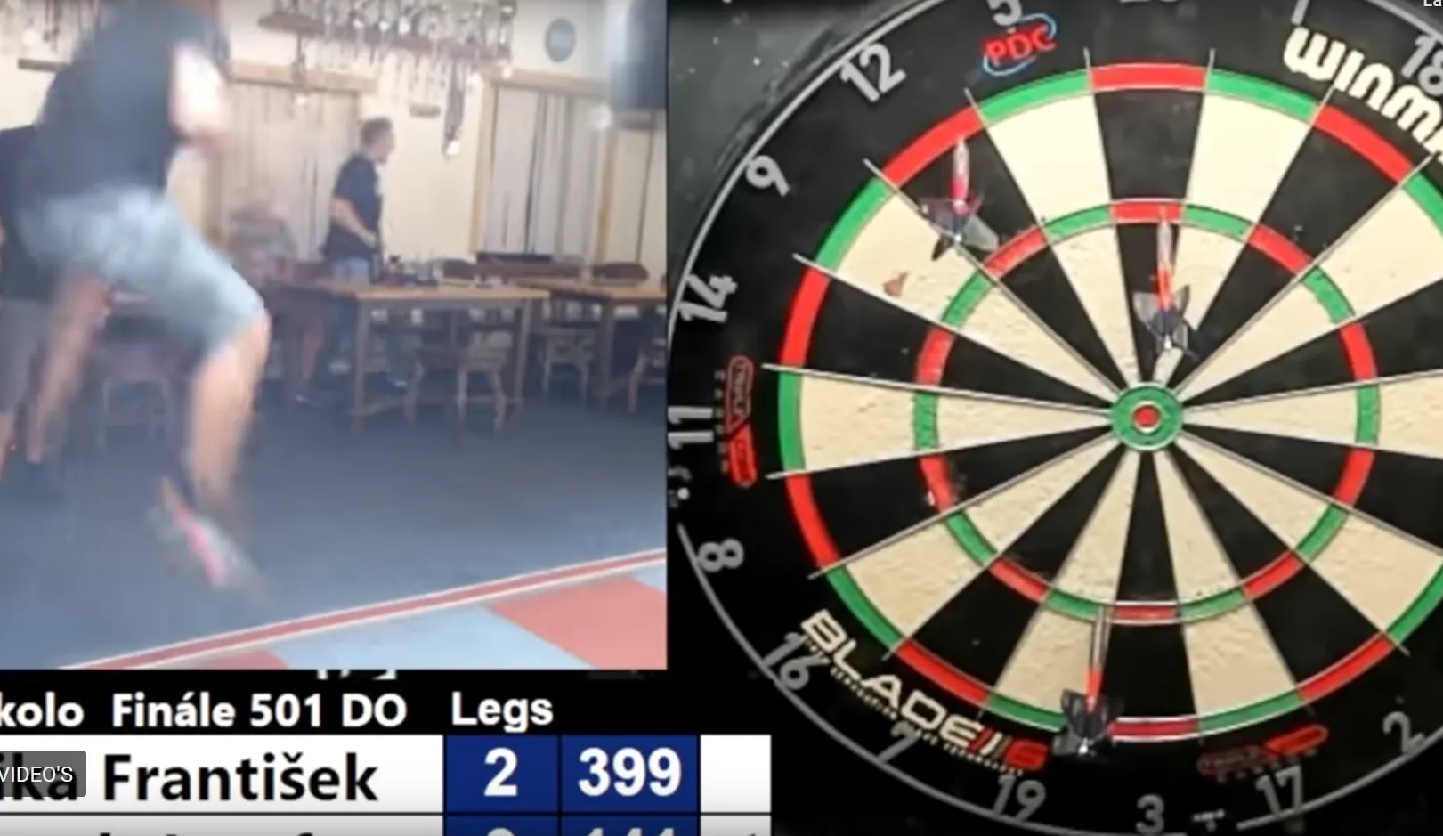 VIDEO: Amateurdarter gaat uit zijn plaat na gooien van 9-darter in lokale kroeg