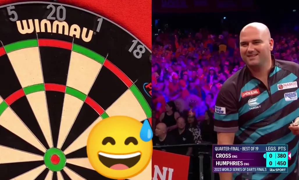 Wat Rob Cross hier overkomt zie je eigenlijk nooit bij een professional op televisie