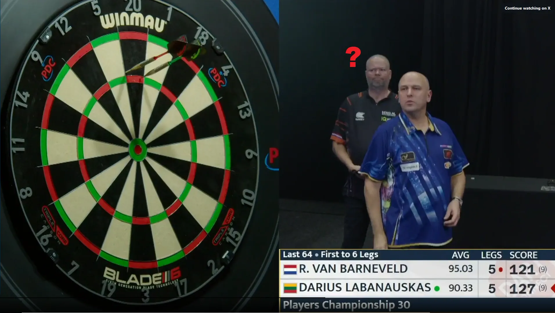 Komische reactie van Raymond van Barneveld na deze blunder van Darius Labanauskas