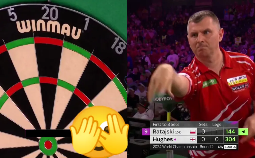 Krzysztof Ratajski laat zien wat je niet moet doen wanneer je aanlegt voor een 9-darter