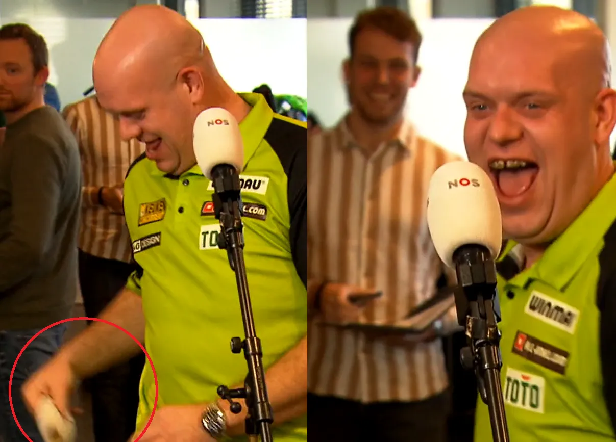 Michael van Gerwen gaat stuk na het uithalen van een grap met journalist NOS