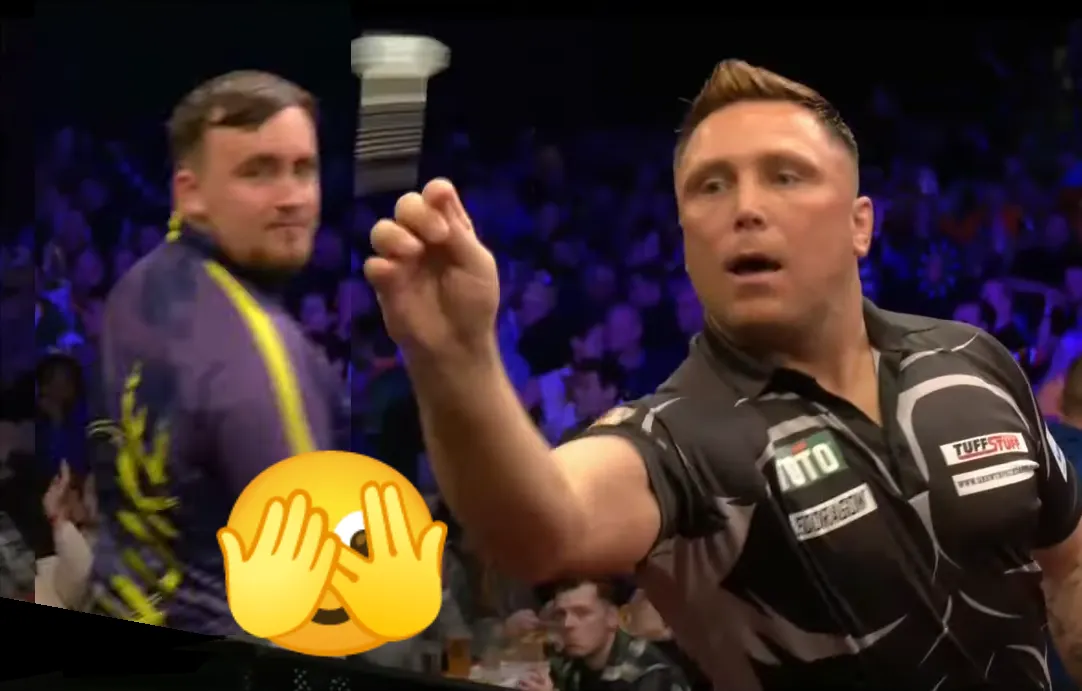 Gerwyn Price gooit een illegale pijl in halve finale met Luke Littler in Den Bosch