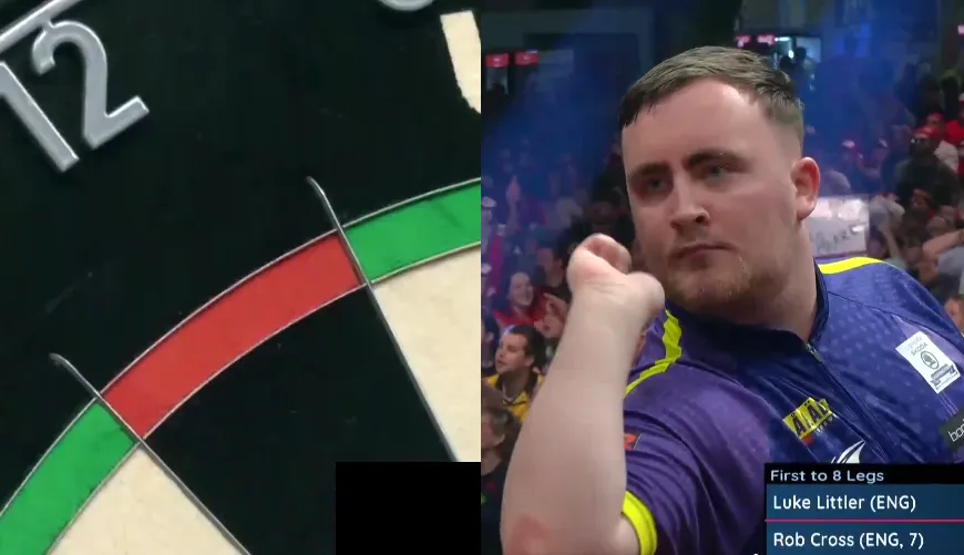 Beelden van Luke Littler die de Belgian Darts Open wint met een 9-darter