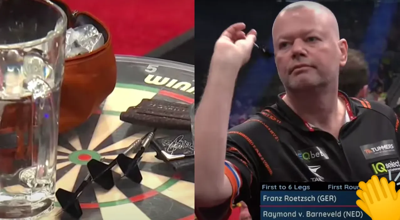 VIDEO: Van Barneveld gooit 136-finish, pakt andere pijlen en gaat daarna helemaal los