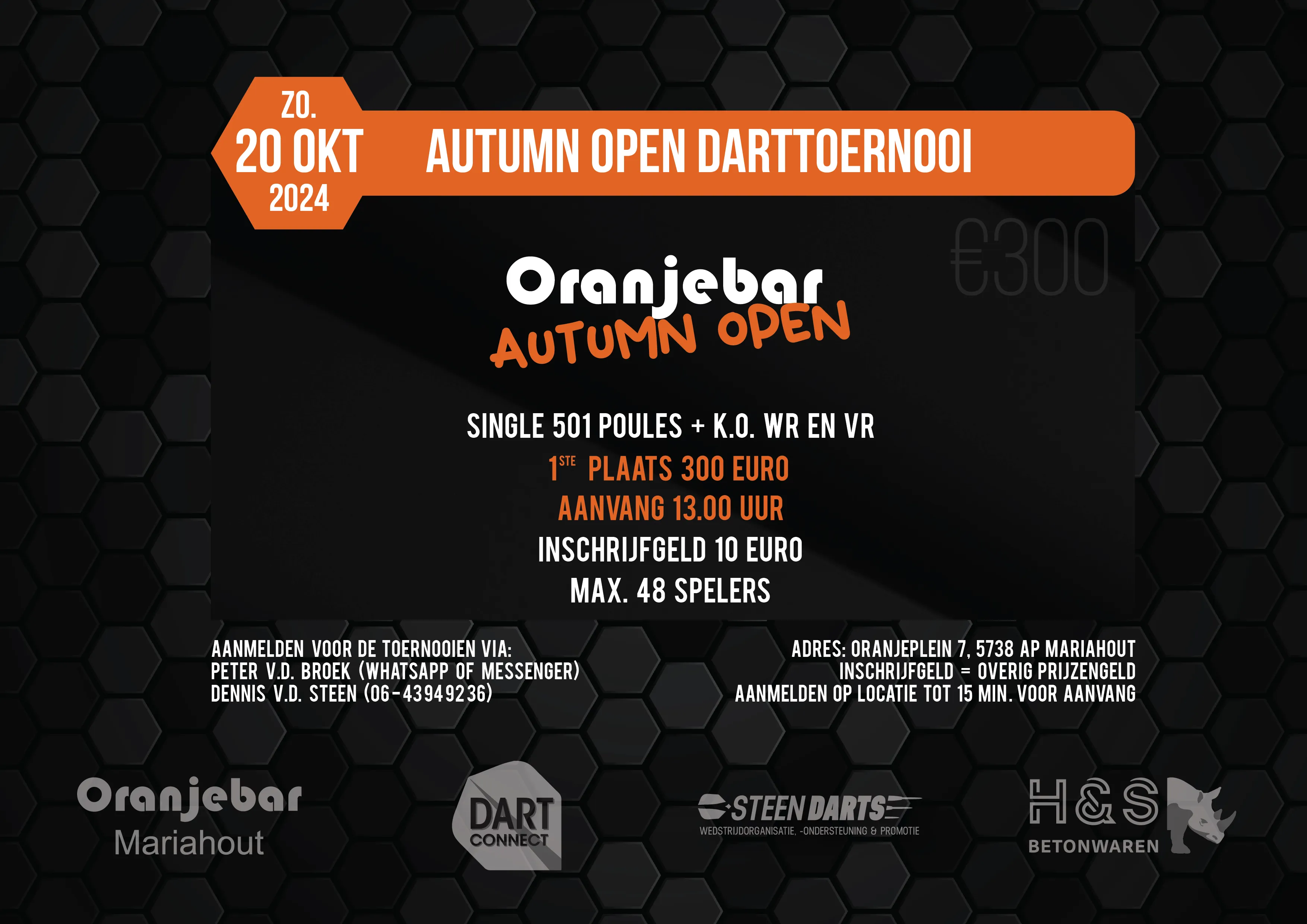 Deze zondag in Mariahout het Oranjebar Autumn Open 2024 met gegarandeerd 300 euro