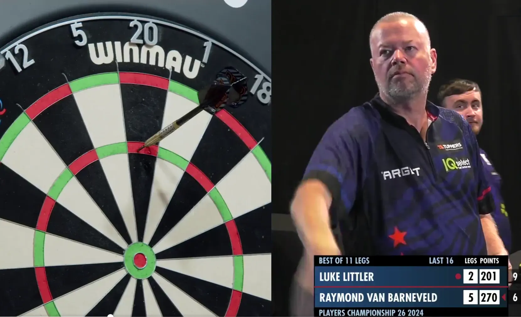 VIDEO: Raymond van Barneveld straft Luke Littler af na gewaagde actie van de 17-jarige