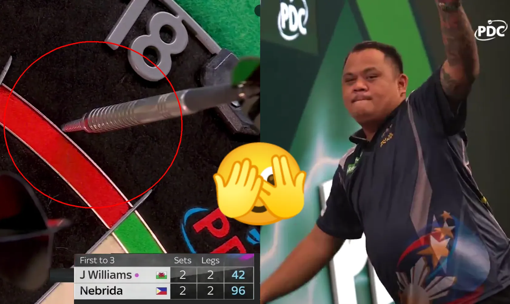 Filipijn juicht voor winst op PDC WK maar de dubbel zit er niet in en dan gebeurt er dit