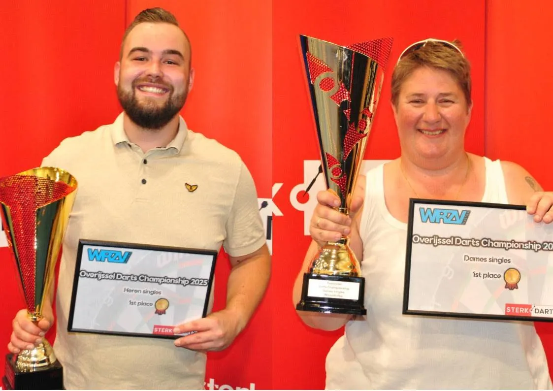 Hurrebrink en Vos-Reijnink winnen Overijssel Darts Championship