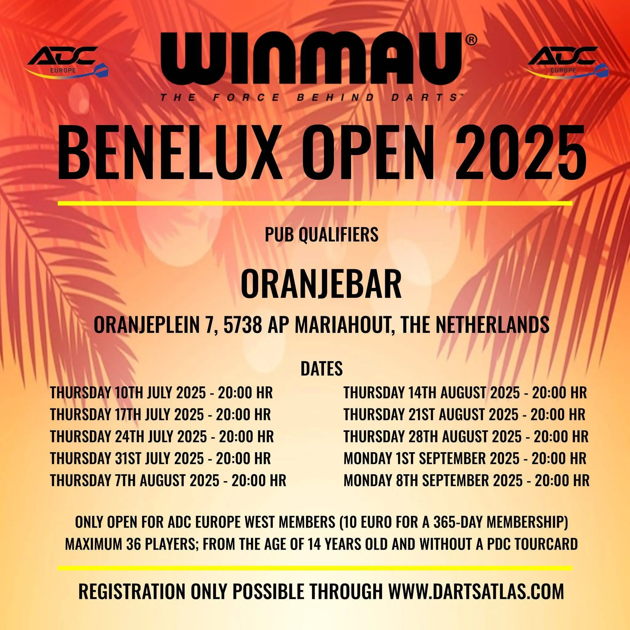 Darttalenten opgelet! De Oranjebar is terug met 10 Pub-Qualifier toernooien voor Winmau Open 2025!