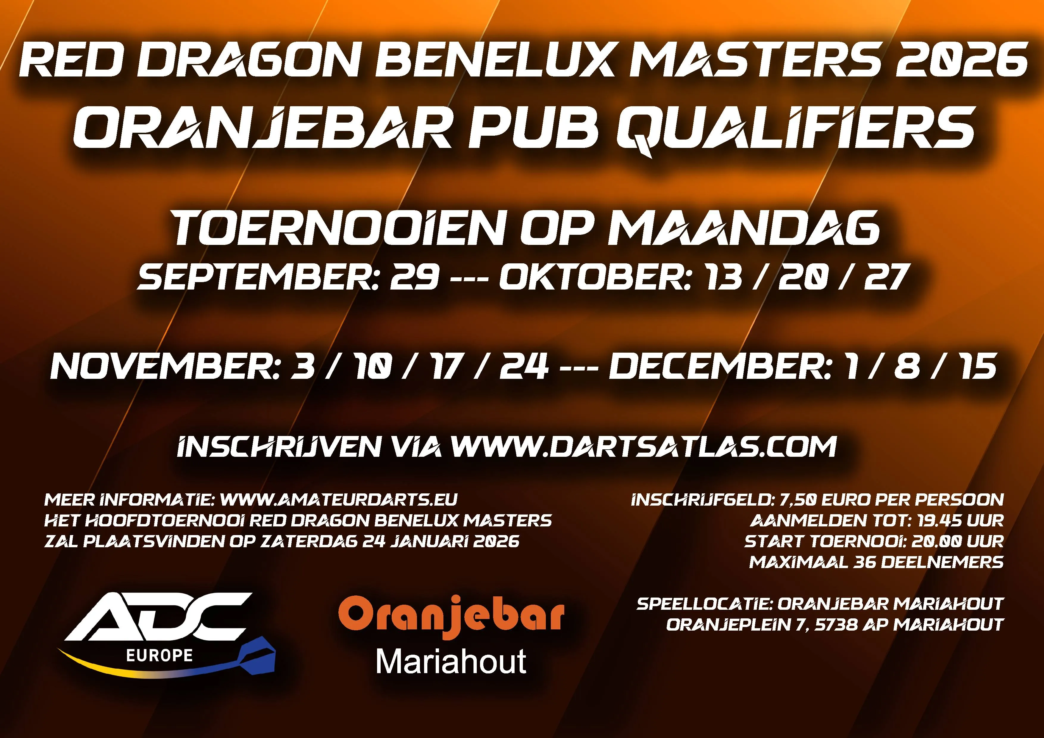 ADC Europe kwalificaties voor de Red Dragon Masters 2026 maandag van start