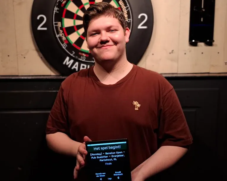 Kendji Steinbach boekt zege op 10e en laatste speeldag van Oranjebar/ADC Winmau Benelux Open