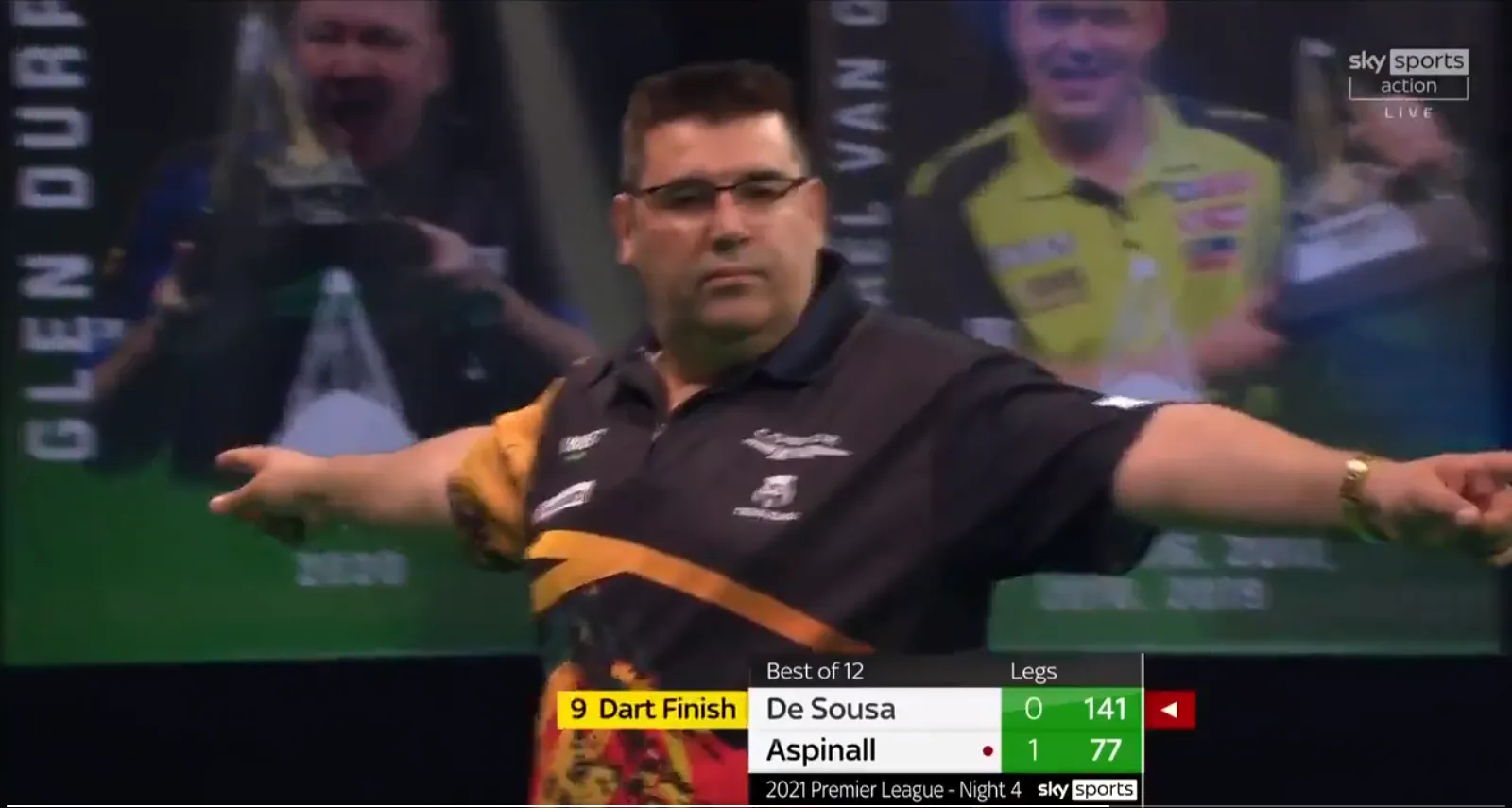 VIDEO: De Sousa hits second nine-darter in as many Premier League nights against Aspinall