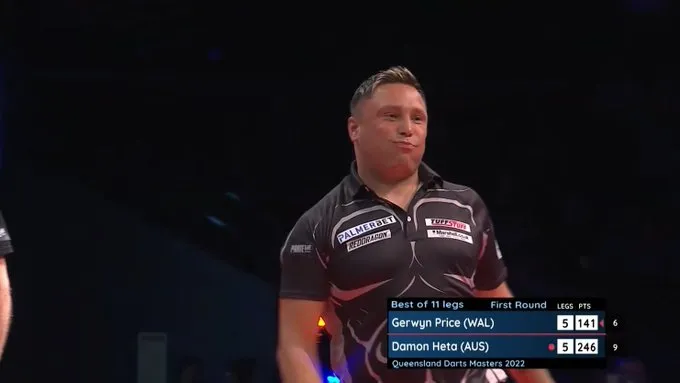 (VIDEO) Price misses double 12 for potential fifth televised nine-dart finish of 2022 at Queensland Darts Masters