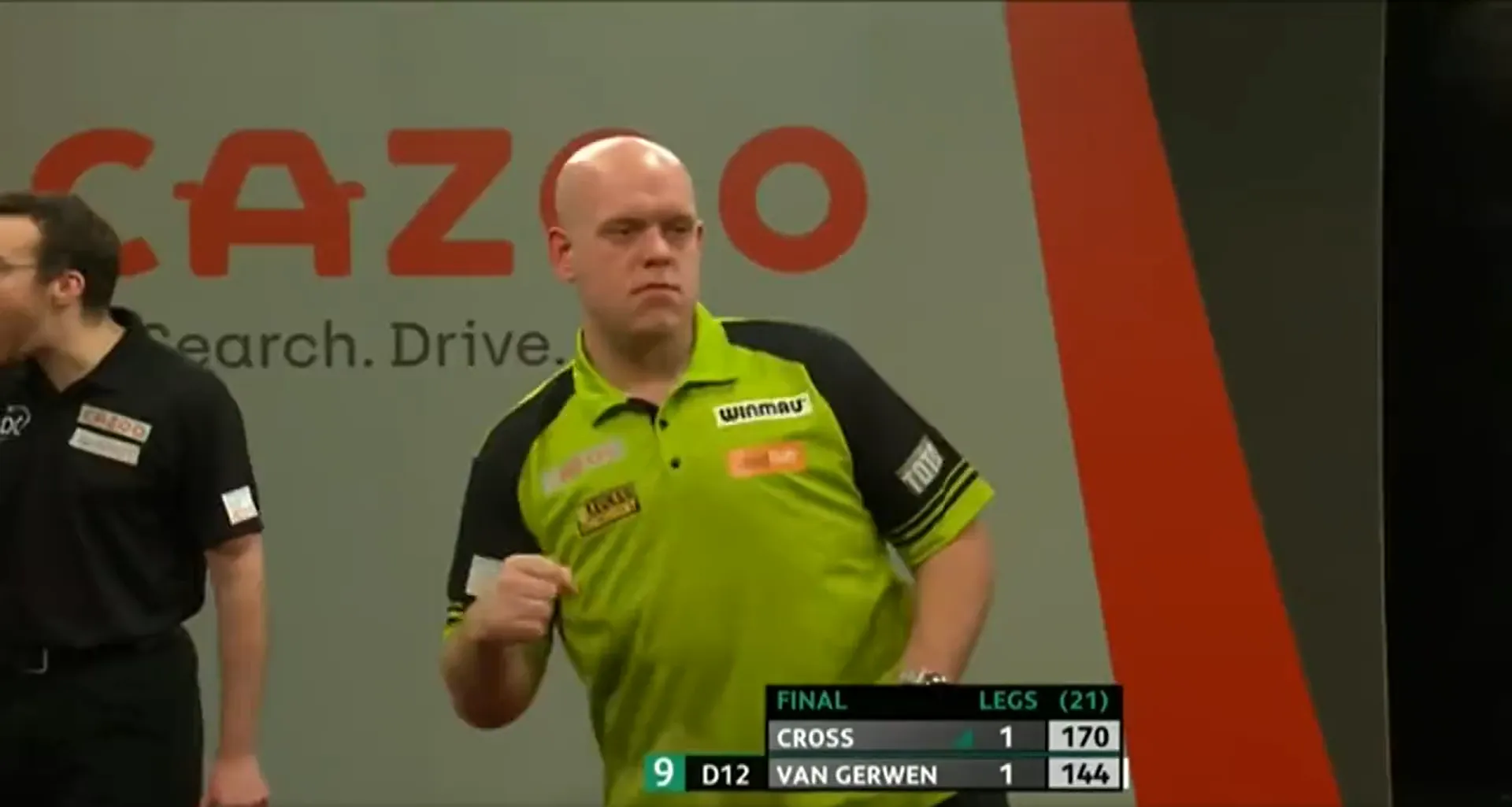 VIDEO: Van Gerwen produces stunning nine-dart finish to begin final of Players Championship Finals against Cross