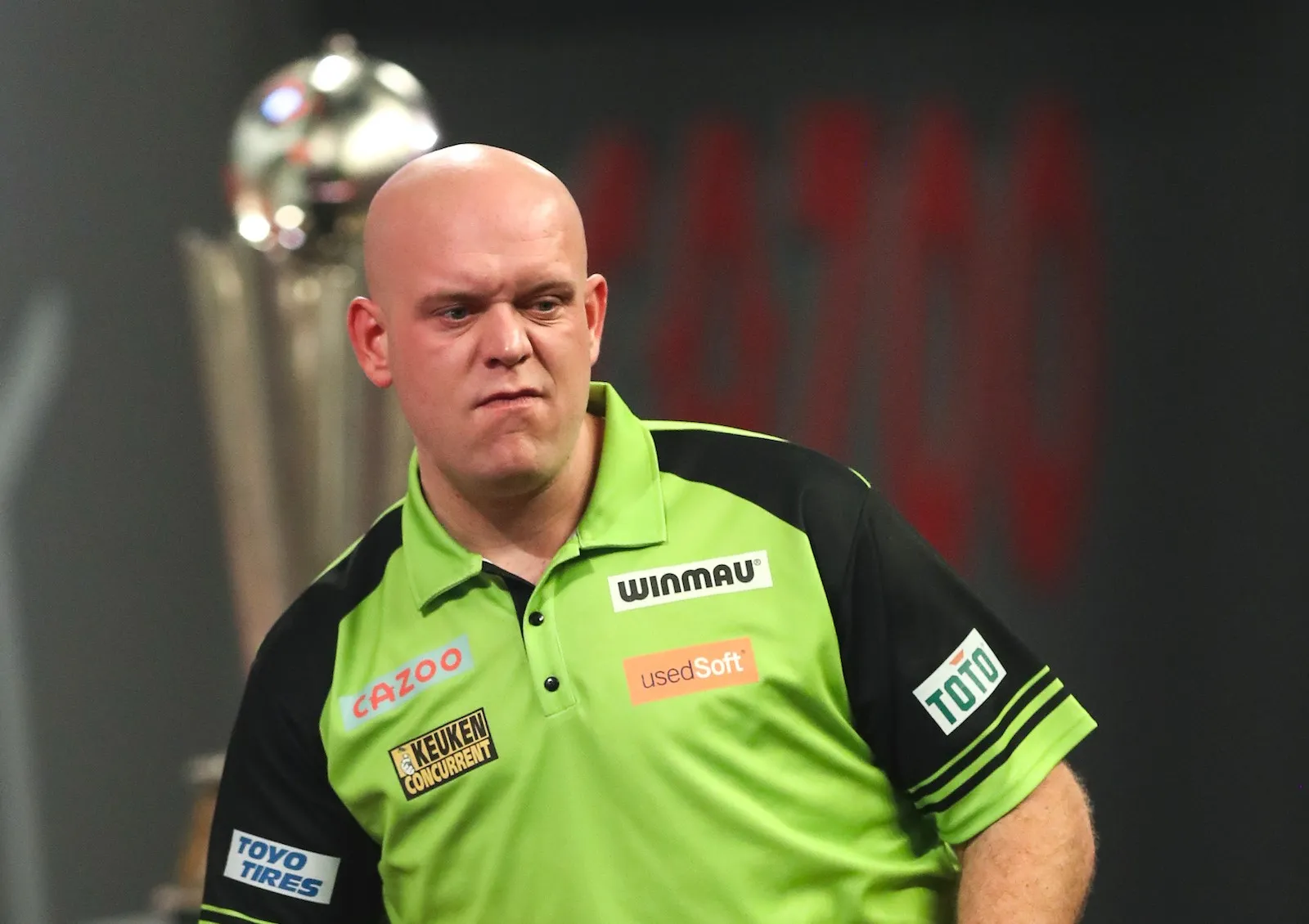 Striking: Van Gerwen produced average below 100 for first time in PDC World Darts Championship final