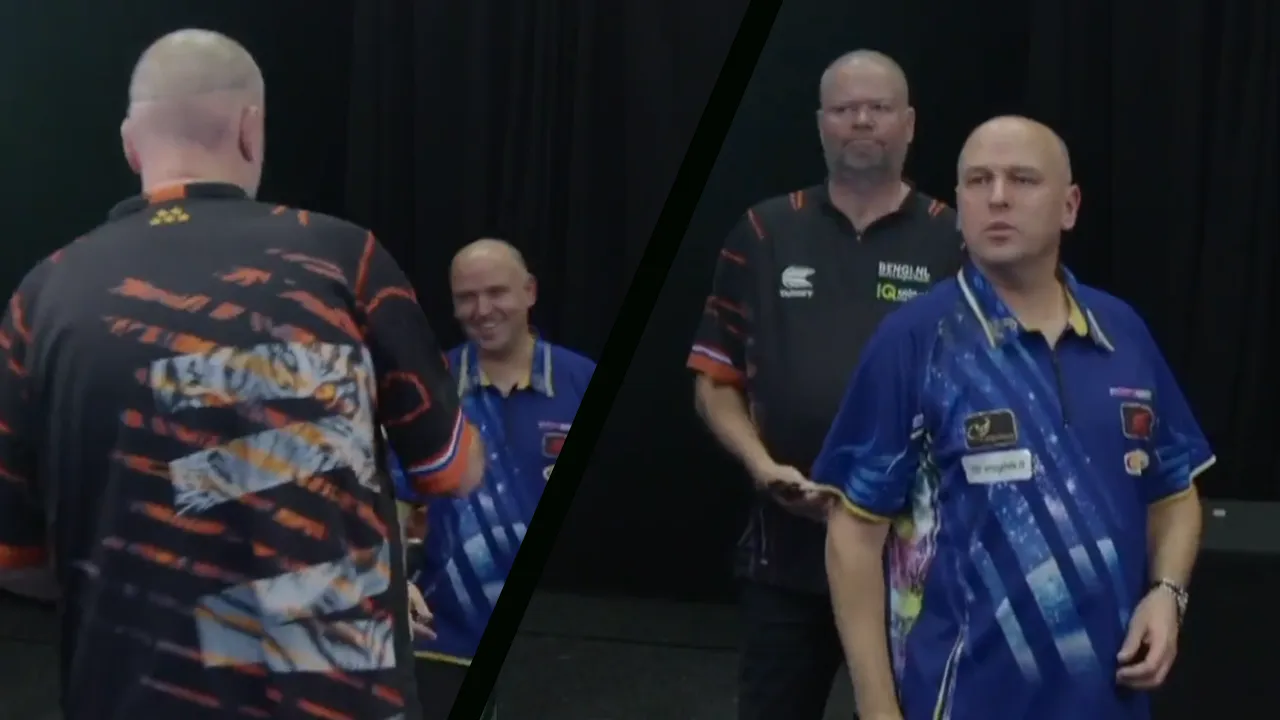 (VIDEO) ''Thank you for this chance'' - Raymond van Barneveld's hilarious reaction after Labanauskas' attempted mindgames