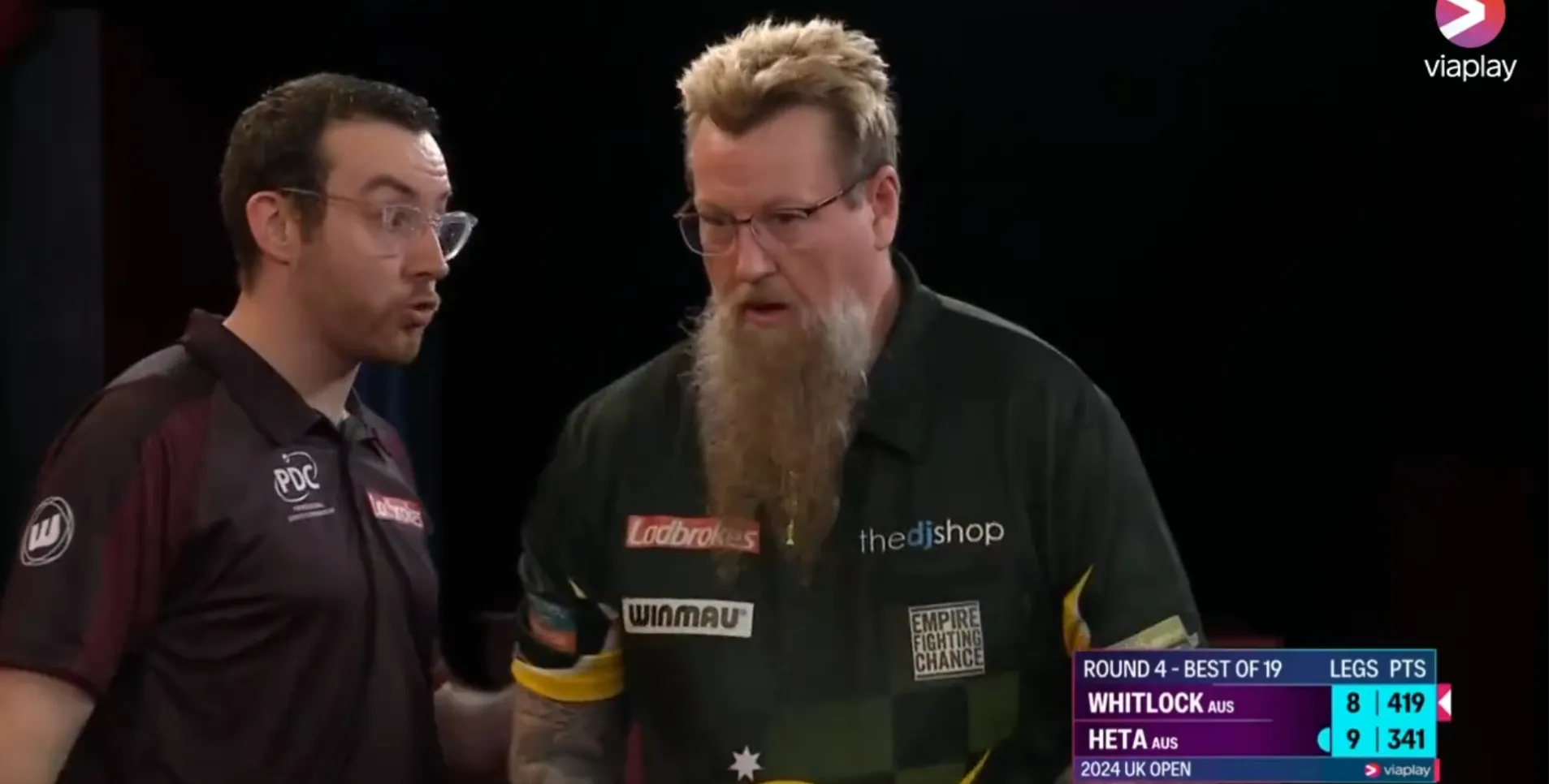 When you've got to go... Simon Whitlock pauses crucial leg for a much-needed toilet break at UK Open