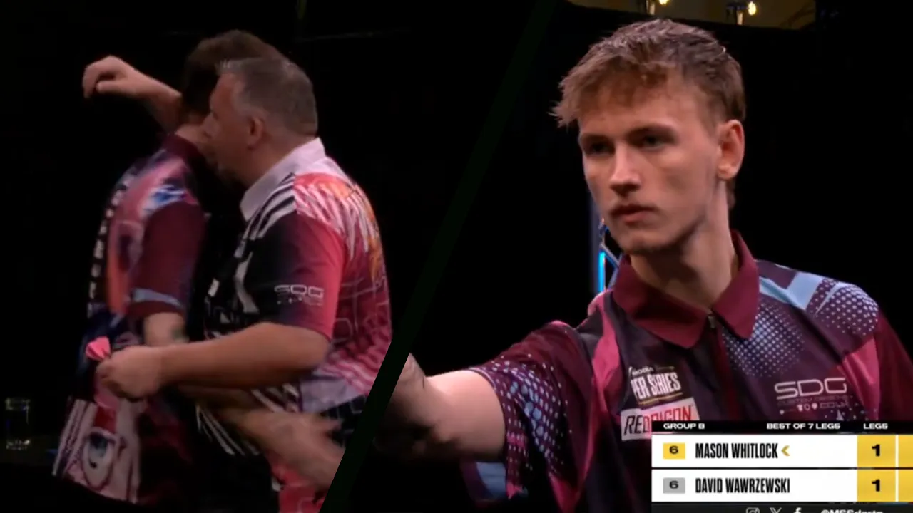 VIDEO: Son of Simon Whitlock throws nine-dart finish in MODUS Super Series