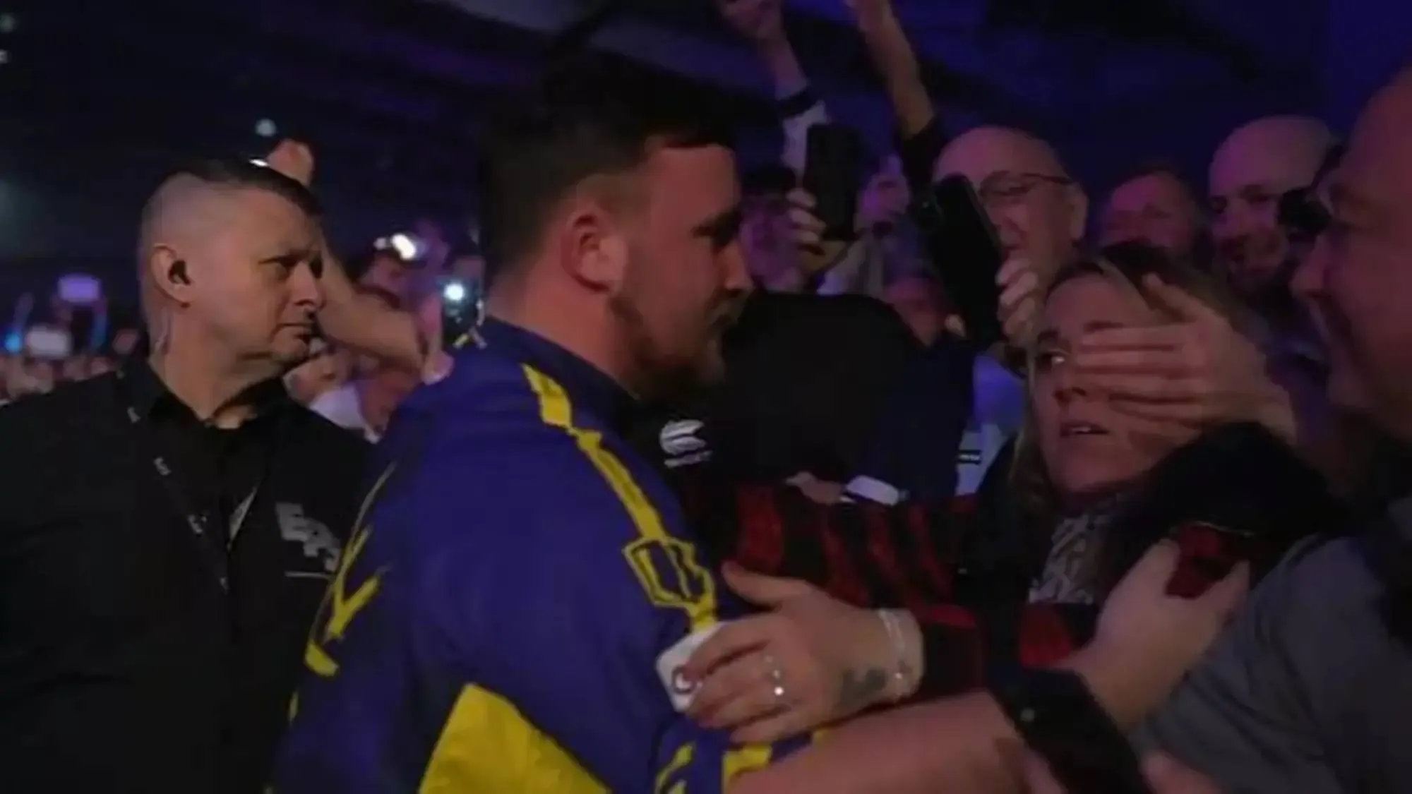 Luke Littler left fuming as mother is barged by spectator during Premier League Darts walk-on