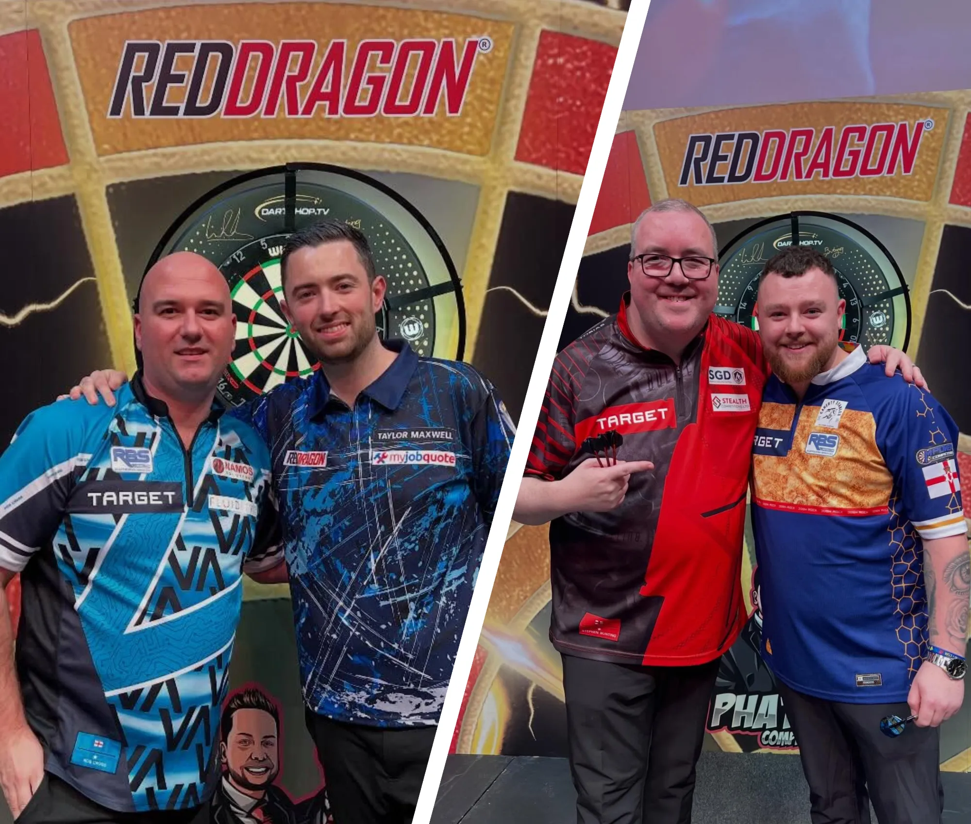 Luke Humphries, Rob Cross, Stephen Bunting and Josh Rock in Cheltenham.