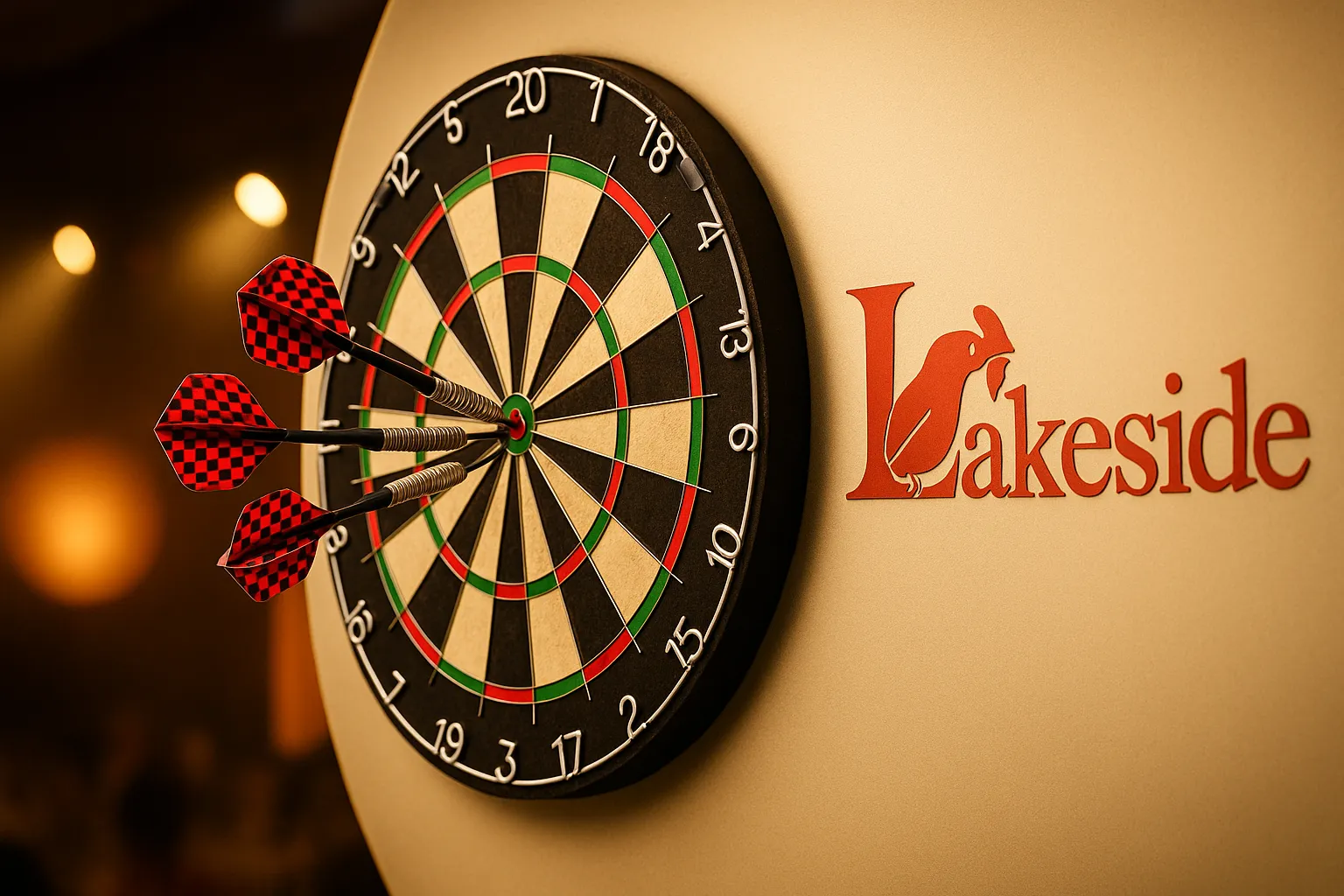 A triple bull on a dartboard at the Lakeside WDF World CHampionship