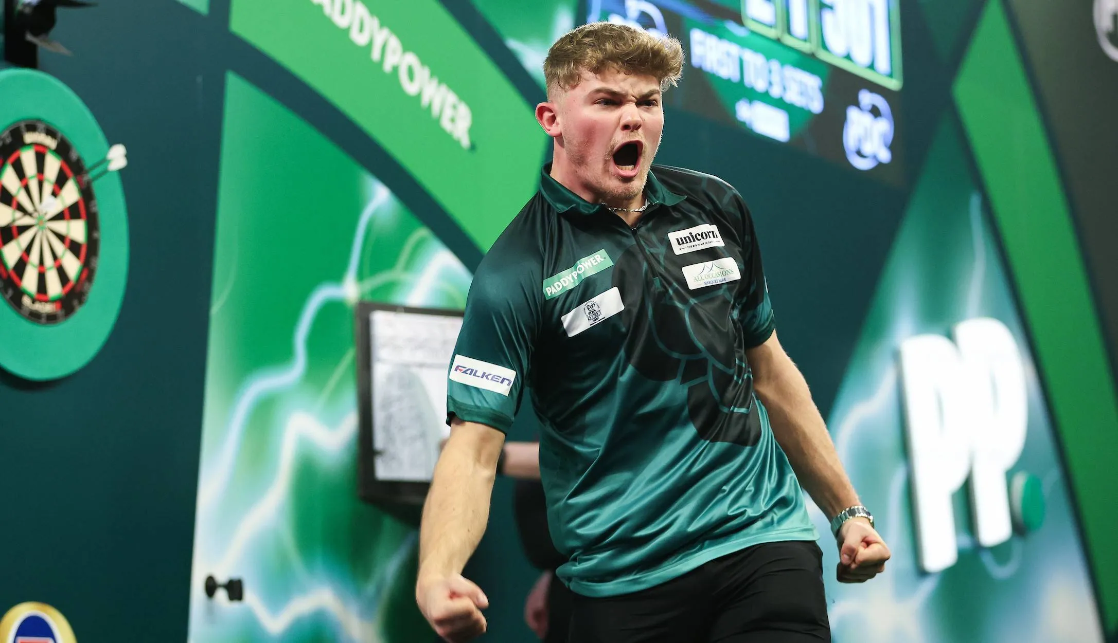 Charlie Manby in action at the recent World Darts Championship