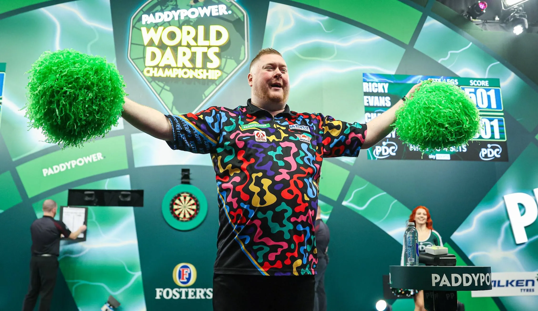 Ricky Evans on stage during the recent World Darts Championship