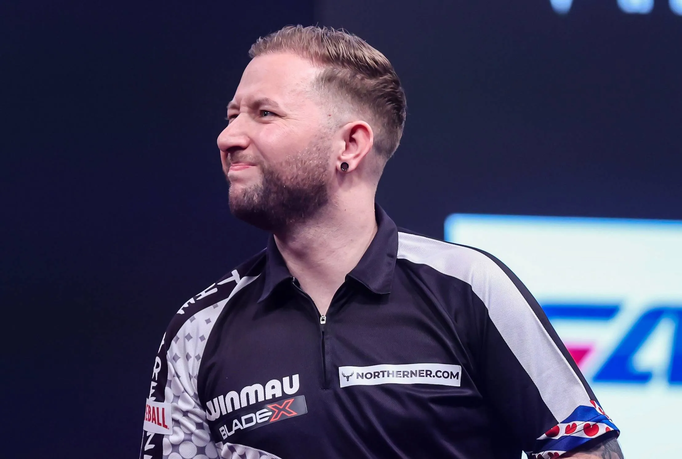Danny Noppert looks frustrated at the Winmau World Masters