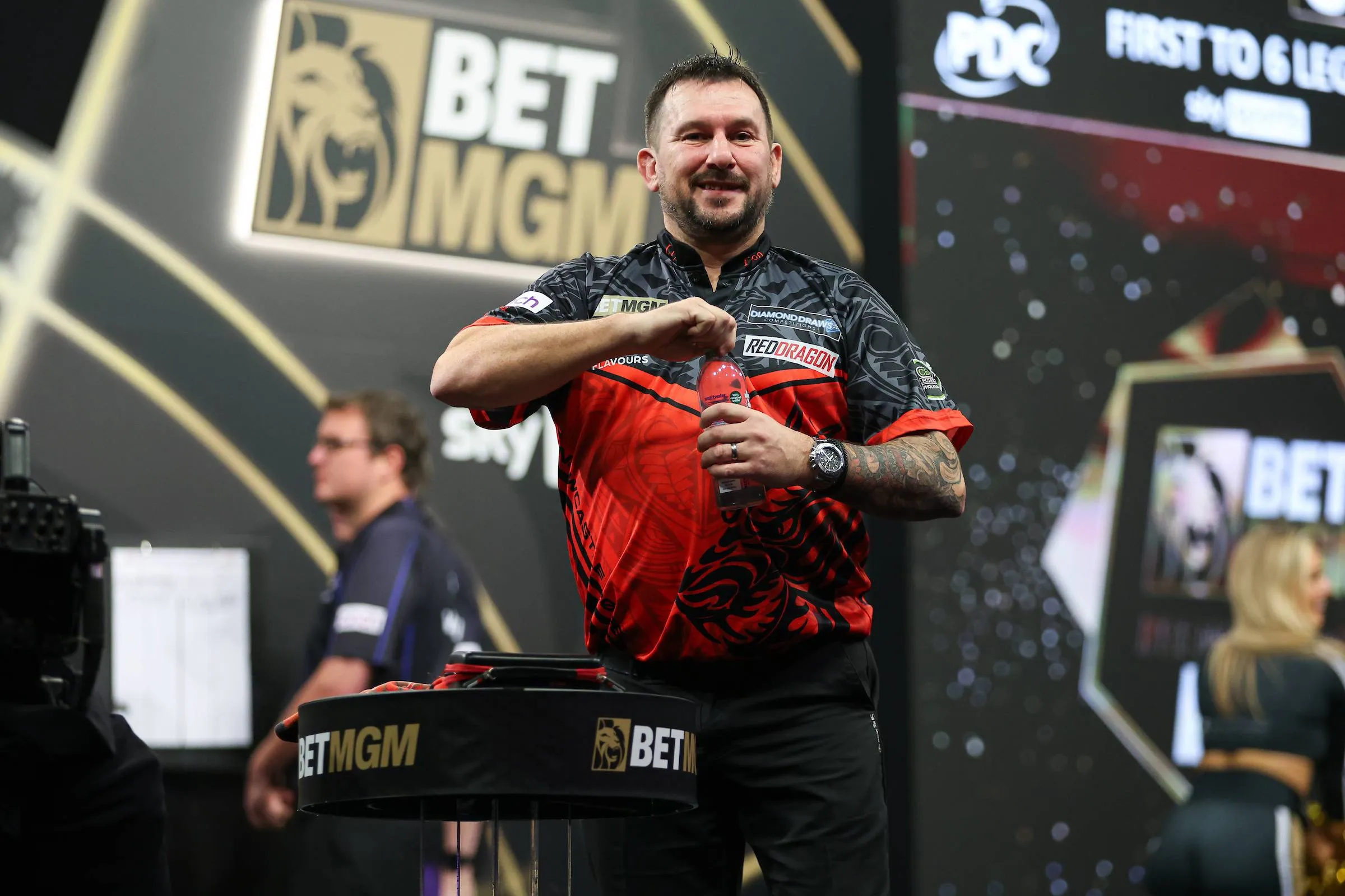 Jonny Clayton on night one of the 2026 Premier League Darts in Newcastle