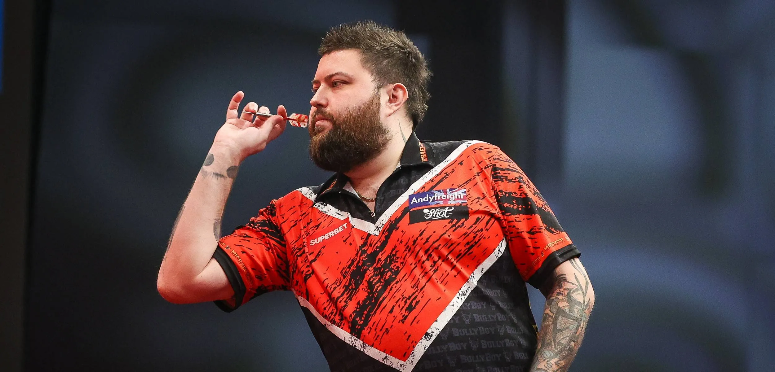 Michael Smith in action during the Poland Darts Open 2026
