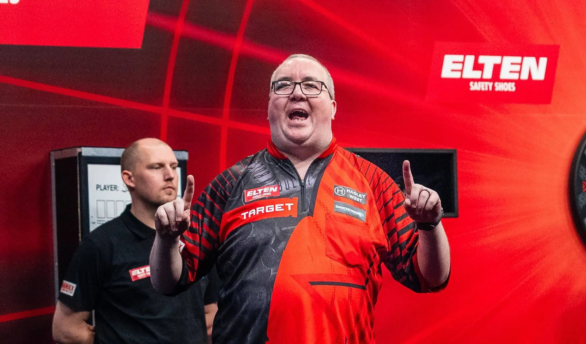 Stephen Bunting celebrating on stage