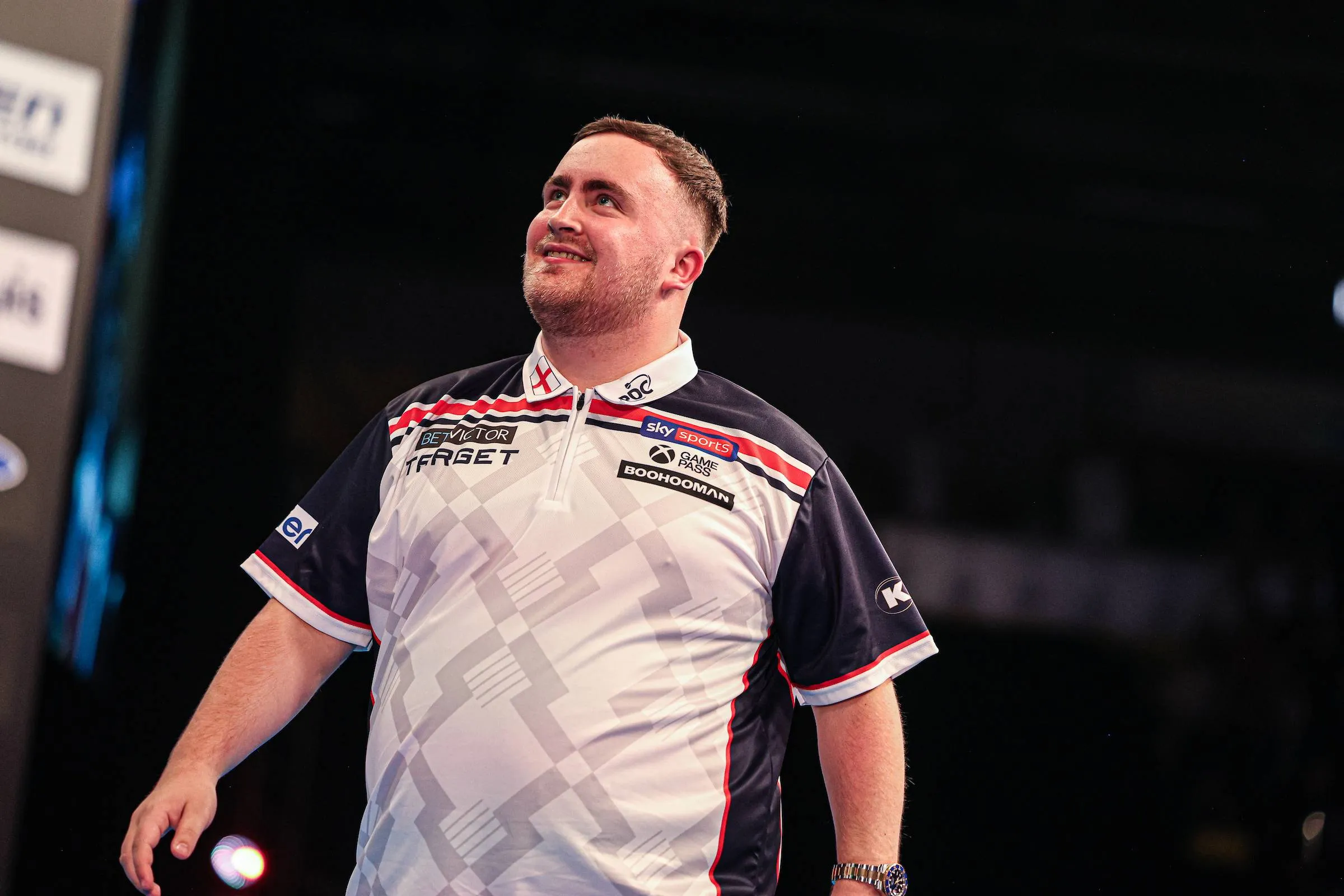Luke Littler representing England at the 2026 World Cup of Darts