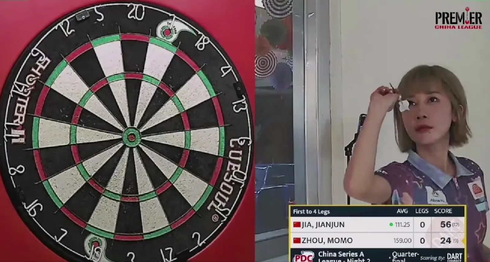 Xiaochen Zong gewinnt zweiten Spieltag der China Premier League, fast 9-Darter für Momo Zhou