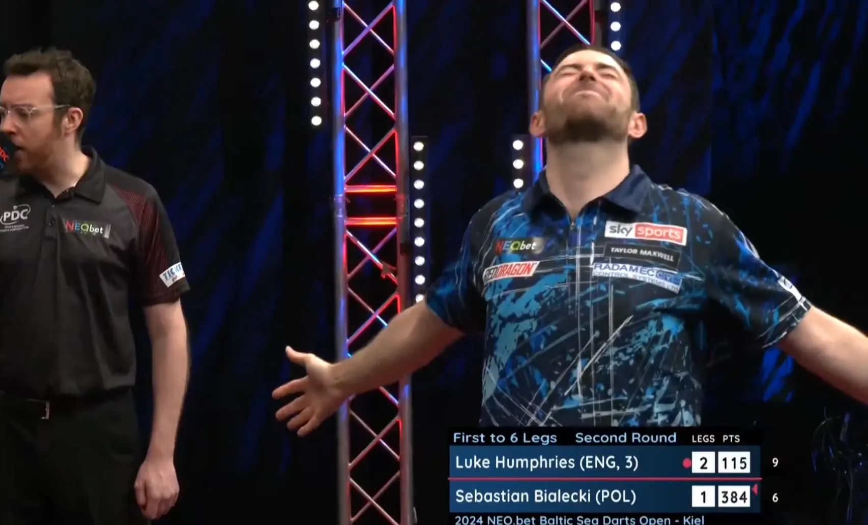 Luke Humphries verpasst Doppel 12 für 9-Darter beim European Tour Turnier in Kiel