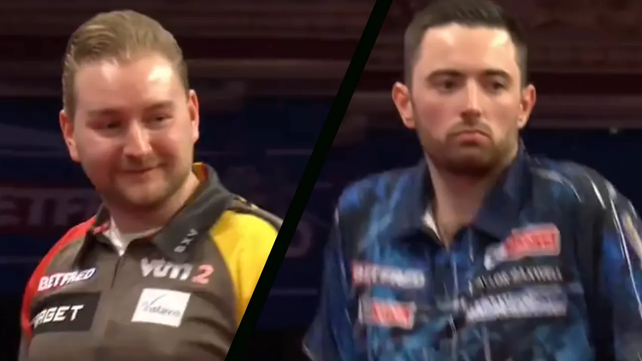 "Jeder liebt ein bisschen Stichelei!" - Humphries und Van den Bergh tauschen Schulterzucken in lustigen World Matchplay-Szenen aus